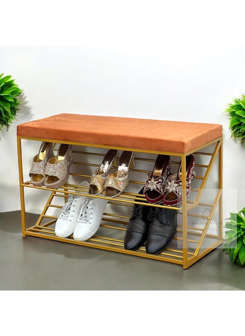 Habiba Arts Store 2Tier Storage Entryway Bench with Cushion Mud Room Organizer and Shoe Rack Microfiber Leather Fabric Ideal for Hallway Entryway or Closet Style1