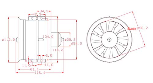Flycolor DD 90mm EDF 12 Blades Ducted Fan with 1450KV RC Brushless Motor Balance Tested for EDF 6S RC Jet Airplane - Image 4