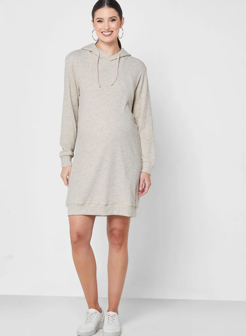 Mamalicious Hooded Long Sleeve Dress