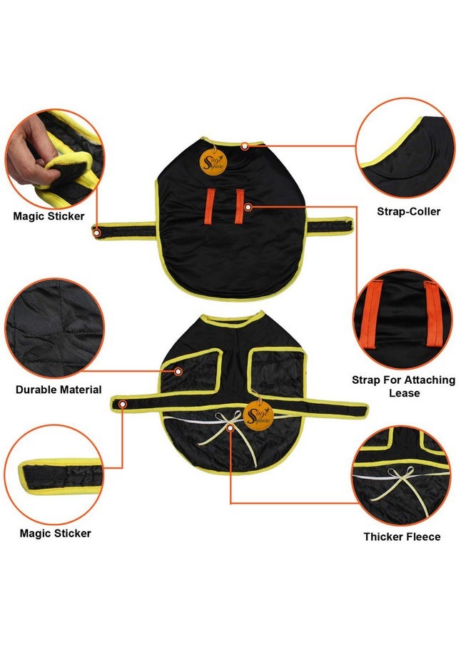 Sage Square Premium Dog Winter Ultra Warm Coat Printed Coat Thicker Fleece Dog Hoodie Vest For Cold Weather (Small) (12 Inches) (Black)  - Image 3