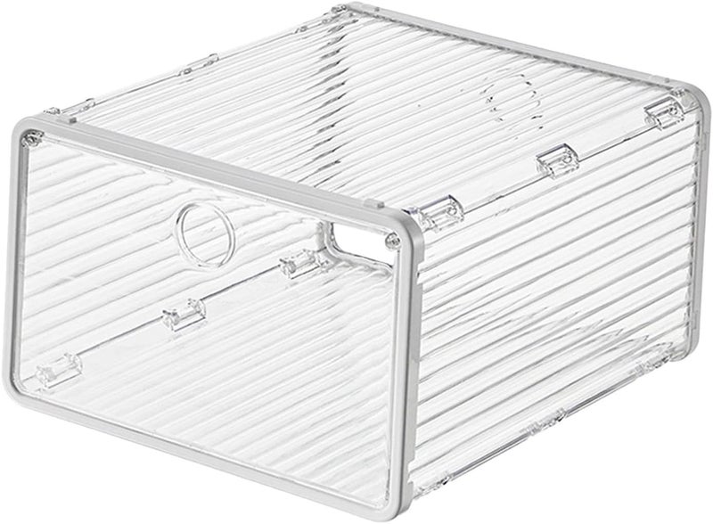 Crobat Shoe Storage Box Clear Container Stackable Shoe Organizer Toys Bin with Lid Foldable Bins Display Case for Closet Camper RV Bedroom Dorm White