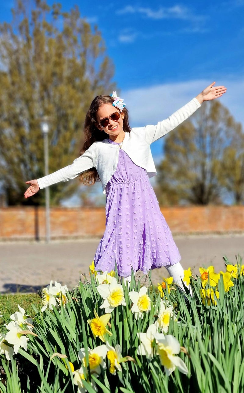 Arshiner Girls Open Front Shrug Cardigan Kids Children Knit Long Sleeve Bolero with Button Closure White 9-10 Years - Image 5