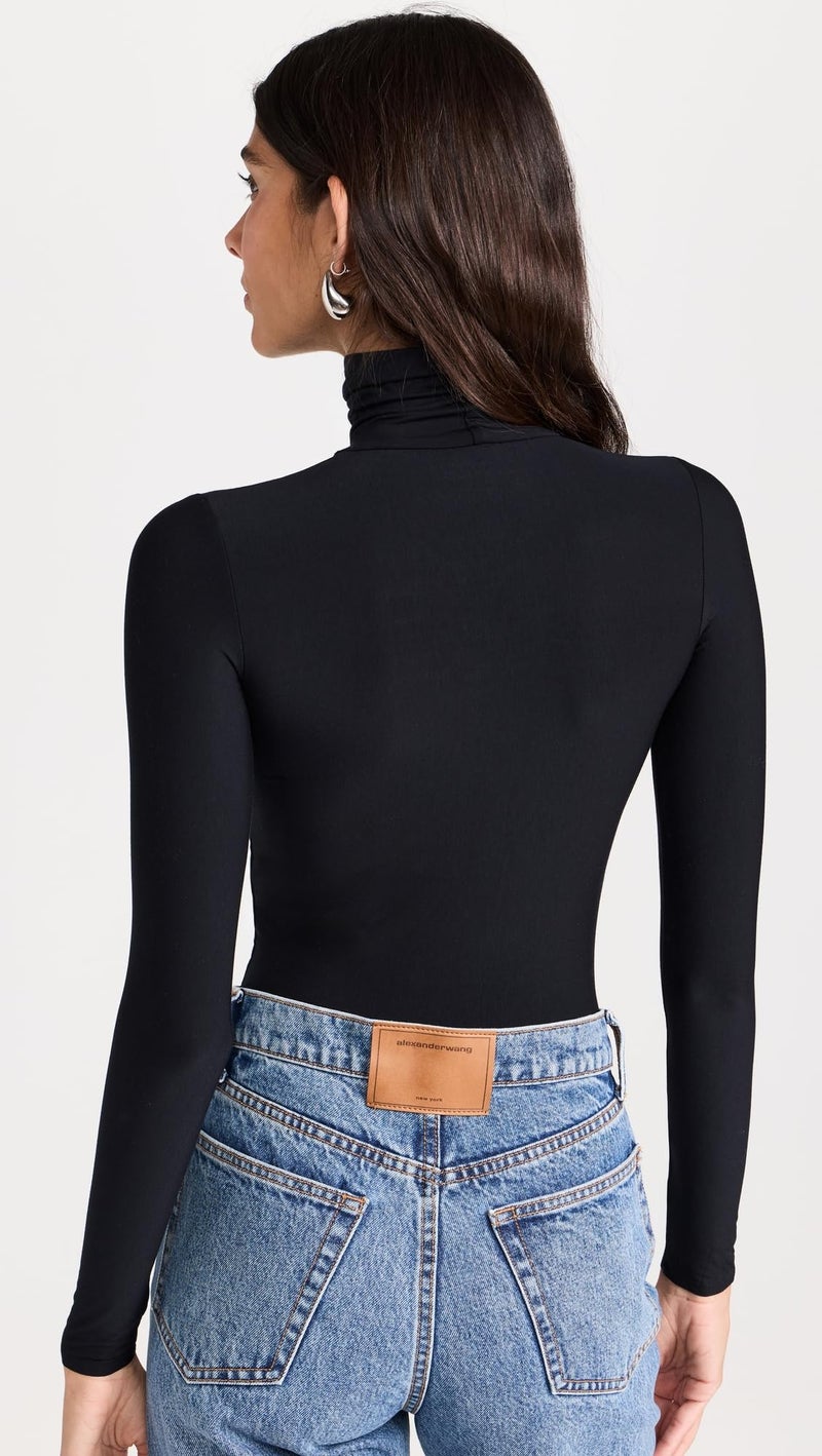 commando Butter Turtleneck Bodysuit | Ultra-Soft Austrian Modal Turtleneck Bodysuit | Raw-Cut Edges & Seamless Finish | Black, Medium - Image 3