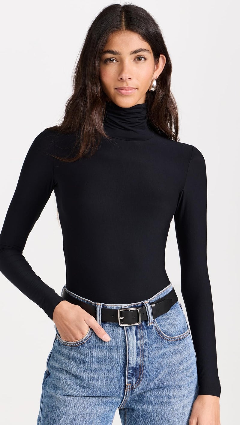 commando Butter Turtleneck Bodysuit | Ultra-Soft Austrian Modal Turtleneck Bodysuit | Raw-Cut Edges & Seamless Finish | Black, Medium - Image 2
