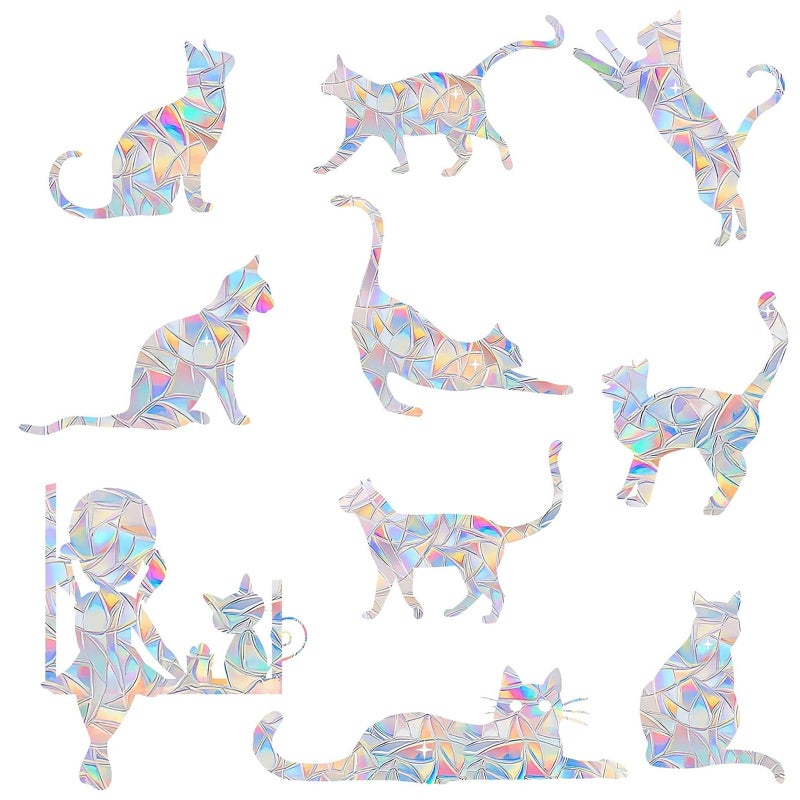 Shawula 33pcs Cat Window Clings - شارات النوافذ المضادة للالتفاف لإنقاذ الطيور من تصادمات النوافذ غير اللصقات غير اللصقات فينيل (CAT) - Image 1