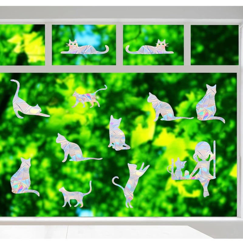 Shawula 33pcs Cat Window Clings - شارات النوافذ المضادة للالتفاف لإنقاذ الطيور من تصادمات النوافذ غير اللصقات غير اللصقات فينيل (CAT) - Image 4