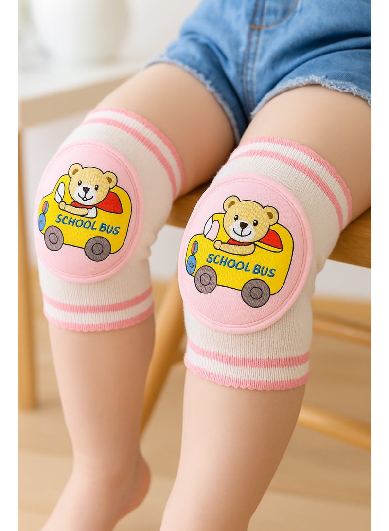 Pink Bear School Bus Baby Crawling Knee Pads - Fun & Protective - Image 4