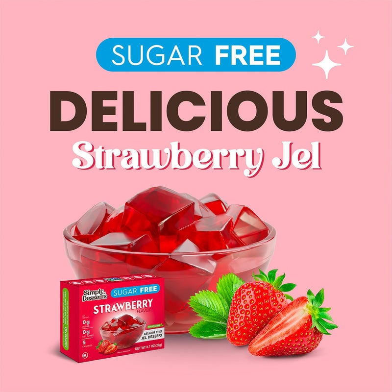 Simply Delish Simply Desserts Sugar-Free Strawberry Jel, 6-Pack - Vegan Dessert, Keto Snacks, Diabetic Friendly & Kosher, 1.7 Oz Ea - Image 3