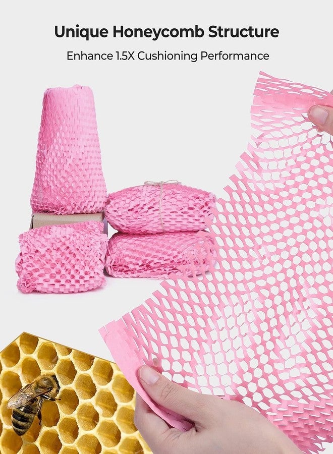 DOTUHAO Pink Honeycomb Packing Paper, 15" x 450' Roll, Recyclable Moving Supplies With Fragile Stickers and Twine - Image 5