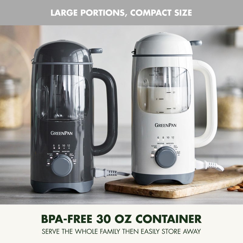 GreenPan Nut Milk Maker, 15-in-1 Homemade Soy, Almond, Oat, Coconut, Non-Dairy, Rice, Soup, Baby Food, BPA-Free, Smooth Creamy Texture, Self Clean, Barista Quality Milk, Delay Start, Boil Water, Cream - Image 5