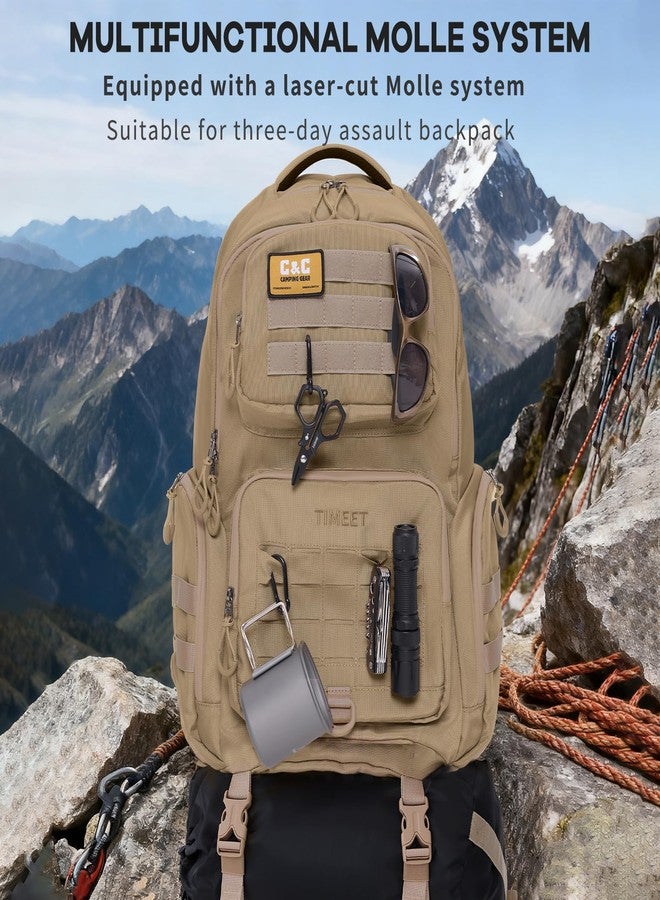 Timeet Tactical Backpack Hiking Backpack: Laser-Cut Molle System Military Backpack - Large Capacity Survival Tactical Gear - Water-Resistant Tactical Bag 3 Day Assault Pack (Khaki, 21 Inch) - Image 5