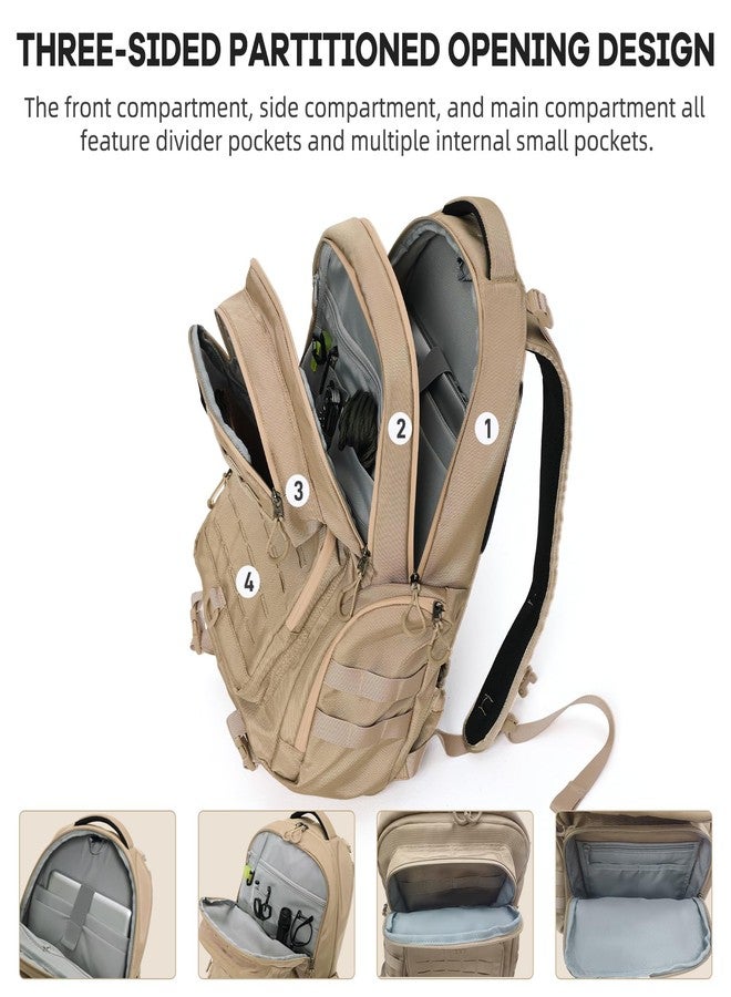 Timeet Tactical Backpack Hiking Backpack: Laser-Cut Molle System Military Backpack - Large Capacity Survival Tactical Gear - Water-Resistant Tactical Bag 3 Day Assault Pack (Khaki, 21 Inch) - Image 4