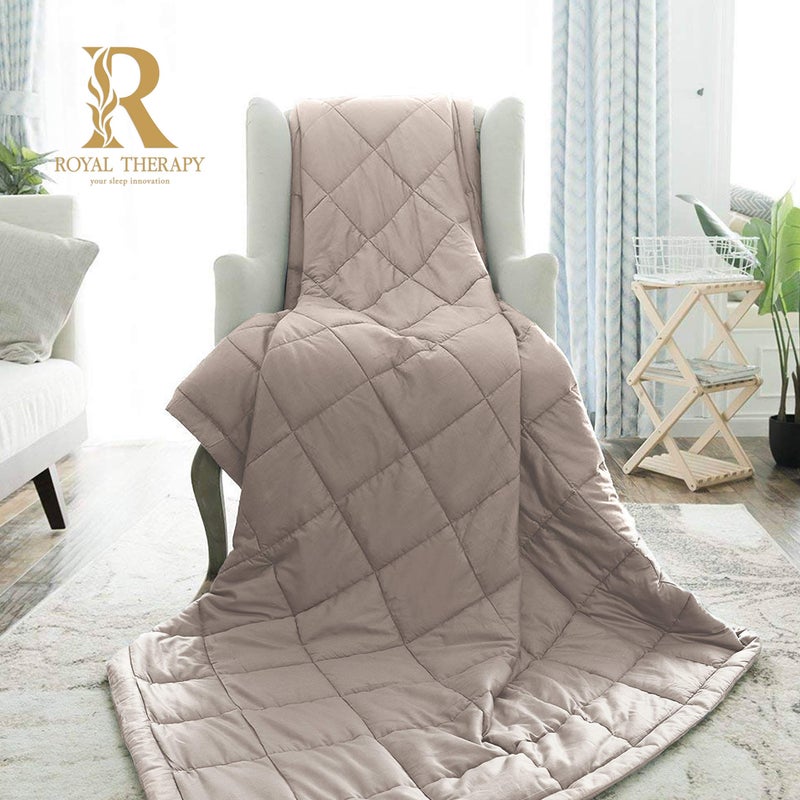 Royal Therapy Royal Therapy Weighted Blanket  Heavy 100 Cotton Blankets with Premium Glass Beads 60x80 20lbs Texas Leather Suitable for One Person 200lb  Use on QueenKing Bed 
