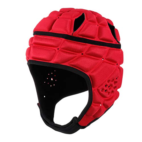 Surlim Rugby Helmet Soft Shell Helmets for Flag Football Scrum Cap Soft Helmet for Kids Youth (red, X-Large) - Image 1