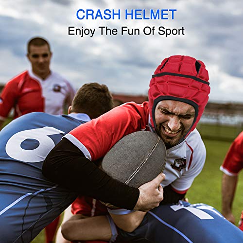 Surlim Rugby Helmet Soft Shell Helmets for Flag Football Scrum Cap Soft Helmet for Kids Youth (red, X-Large) - Image 3