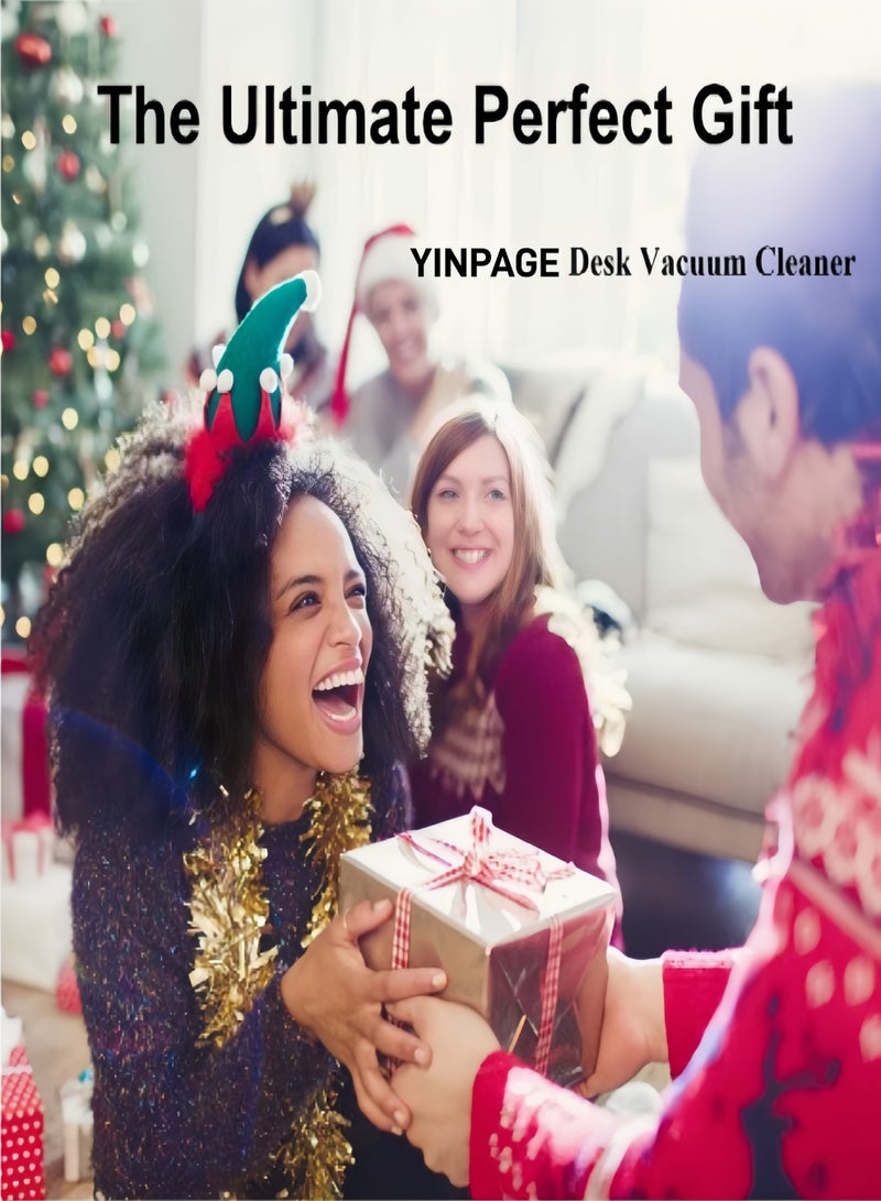 الصفحة الرئيسية مكنسة كهربائية مكتبية، مكنسة مكتبية صغيرة موفرة للطاقة، تصميم قابل للدوران 360 درجة، مناسبة للوحات المفاتيح/المنزل/المدرسة/المكتب - هدية تقنية مثالية (أبيض) - Image 5