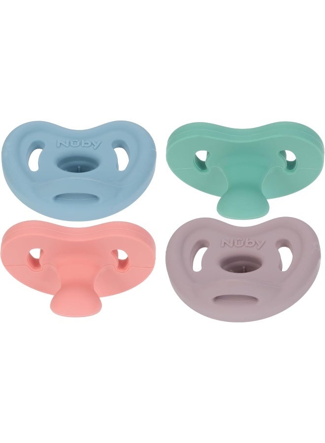 Nuby 100% Silicone Orthodontic Pacifiers 2pk, 0-6 Months - Image 1