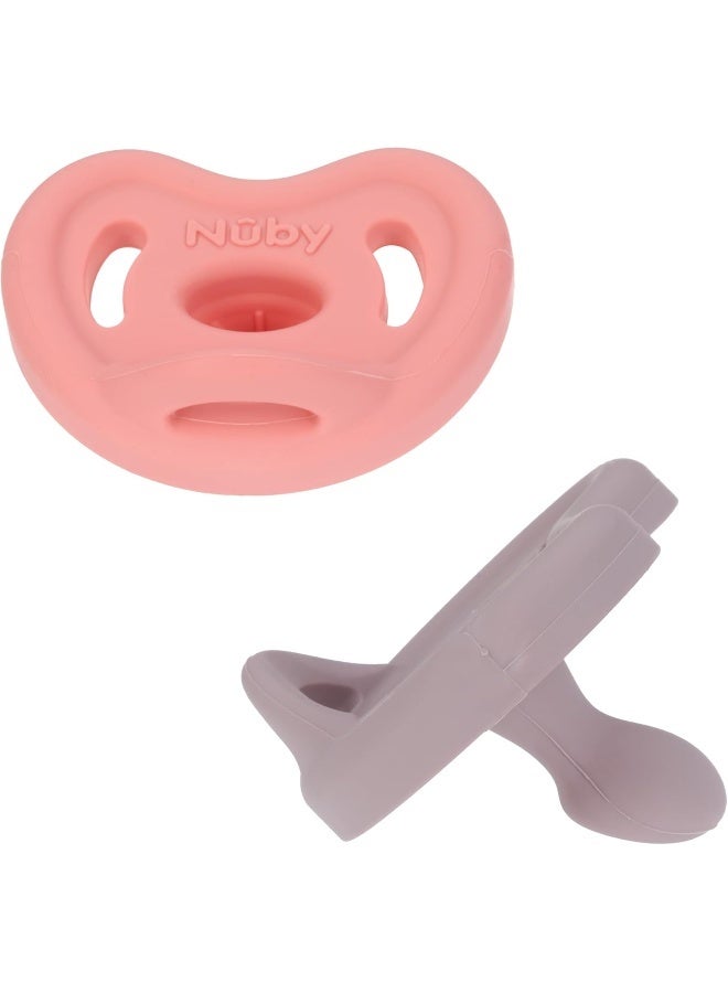 Nuby 100% Silicone Orthodontic Pacifiers 2pk, 0-6 Months - Image 2