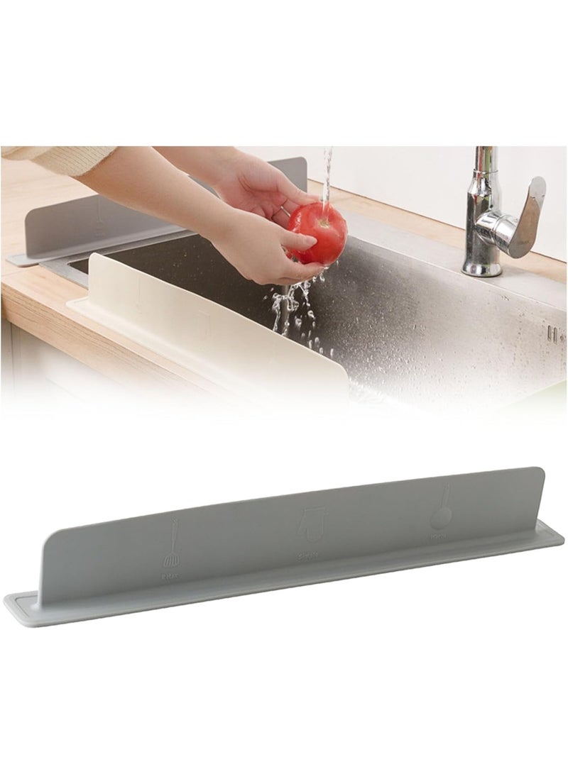 Silicone Sink Splash Guard,19.5inch Wide Kitchen Sink Water Barrier with Strong Suction Cups,kitchen sink splash guard,Anti-Splash Protector for Dishwashing,Countertops(Grey) - Image 1