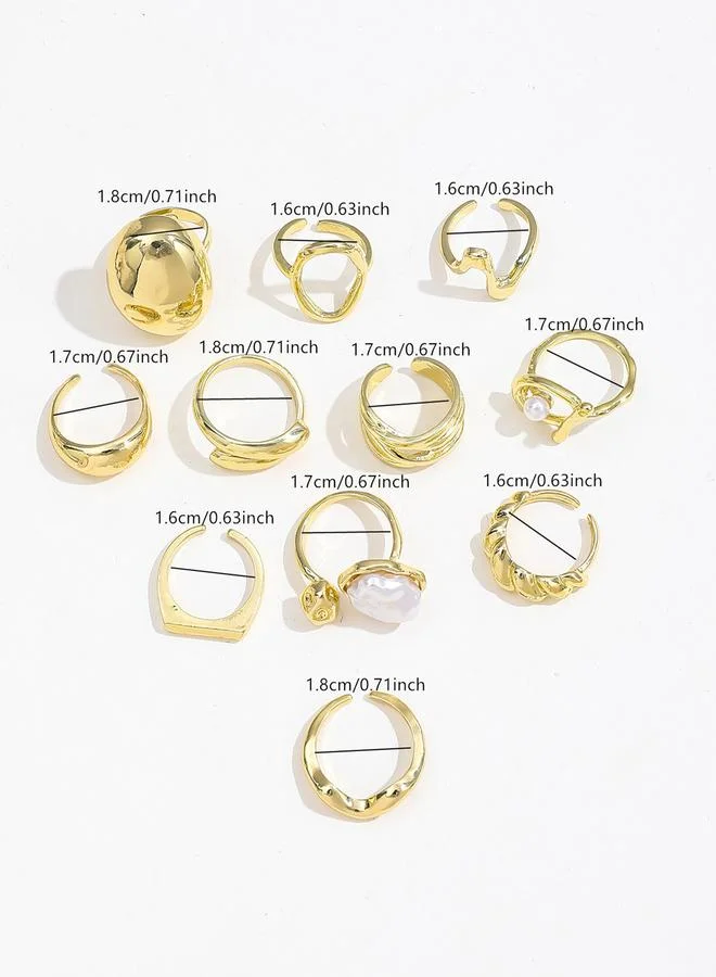 Take Two Take Two Set of 11 - Gold Tone Statement Cuff Rings