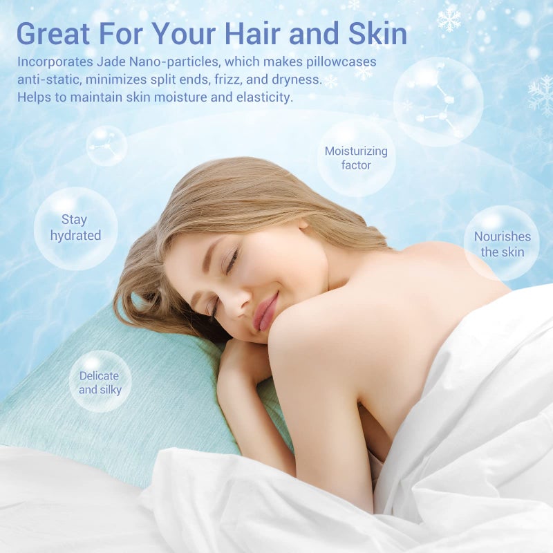 LUXEAR Cooling Pillow Cases King Size  2 Pack Arc-Chill Cool Pillow Cases with Double-Side Design [Cooling & Cotton] Skin-Friendly Hidden Zipper Cold Pillow Cases for Hot Sleepers - Green - Image 4