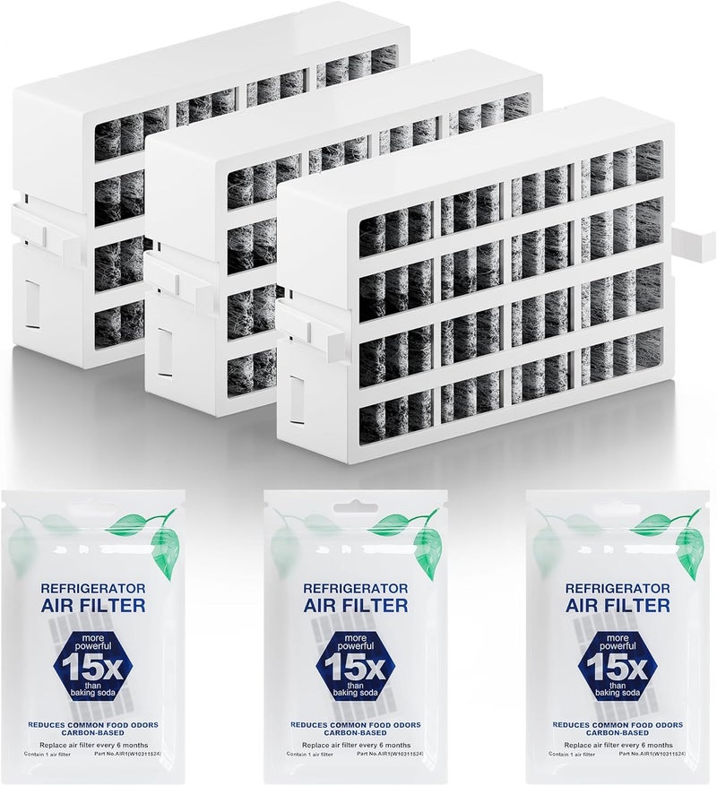 Funmit W10311524 AIR1 Refrigerator Air Filter Cartridge Replacement for Whirlpool Kenmore Refrigerator Compatible with Fresh Flow Refrigerator Air Filter, 3 Pack, White - Image 1