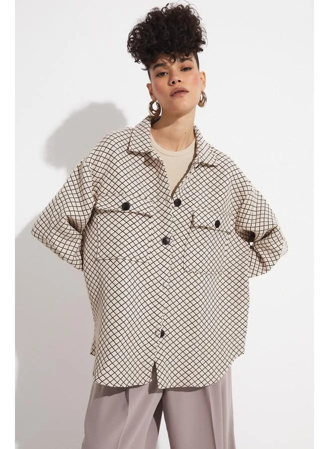 جون June Exclusive Square Pattern Jacket Green