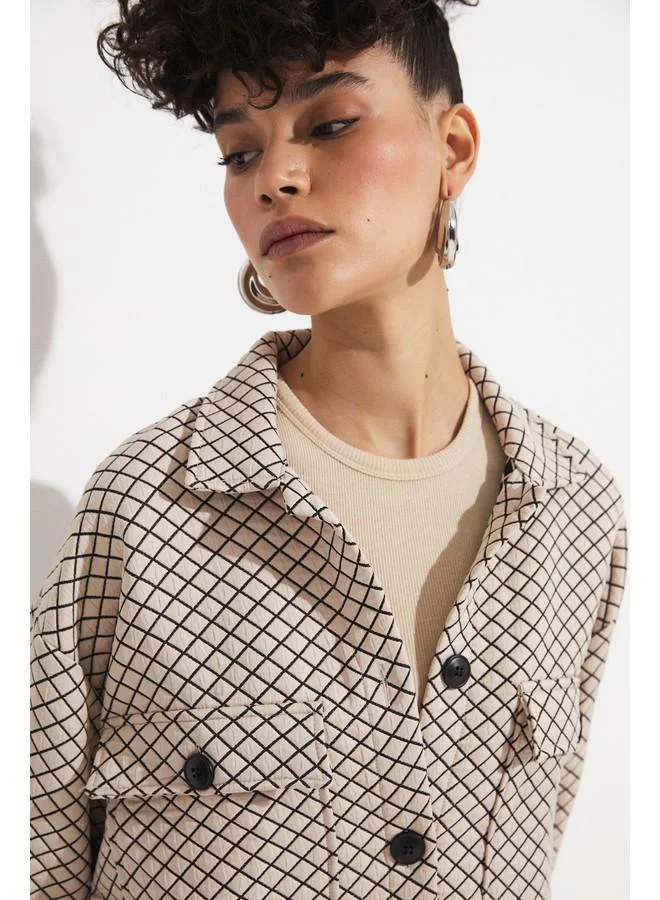 جون June Exclusive Square Pattern Jacket Green