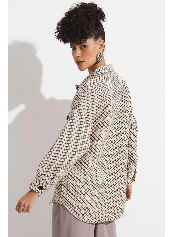جون June Exclusive Square Pattern Jacket Green