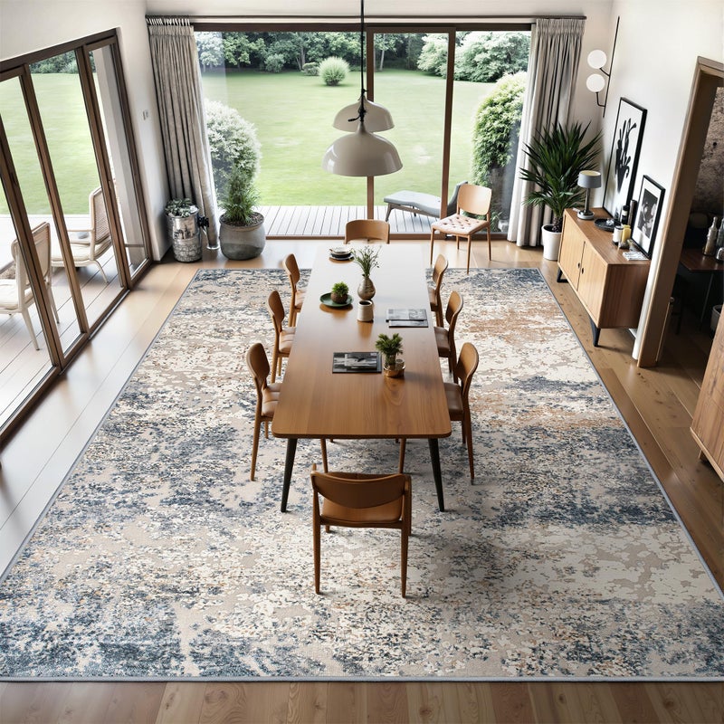 Art&Tuft Washable Rugs 5x7 - Anti-Slip Backing 5x7 Area Rugs for Living Room, Foldable Abstract Washable Area Rug(5'x7', Navy) - Image 4