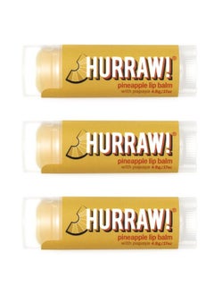 Hurraw! Pineapple Lip Balm 3 Pack: Organic Certified Vegan Cruelty and Gluten Free NonGMO 100% Natural Ingredients Bee Shea Soy and Palm Free Made in USA  - Image 1