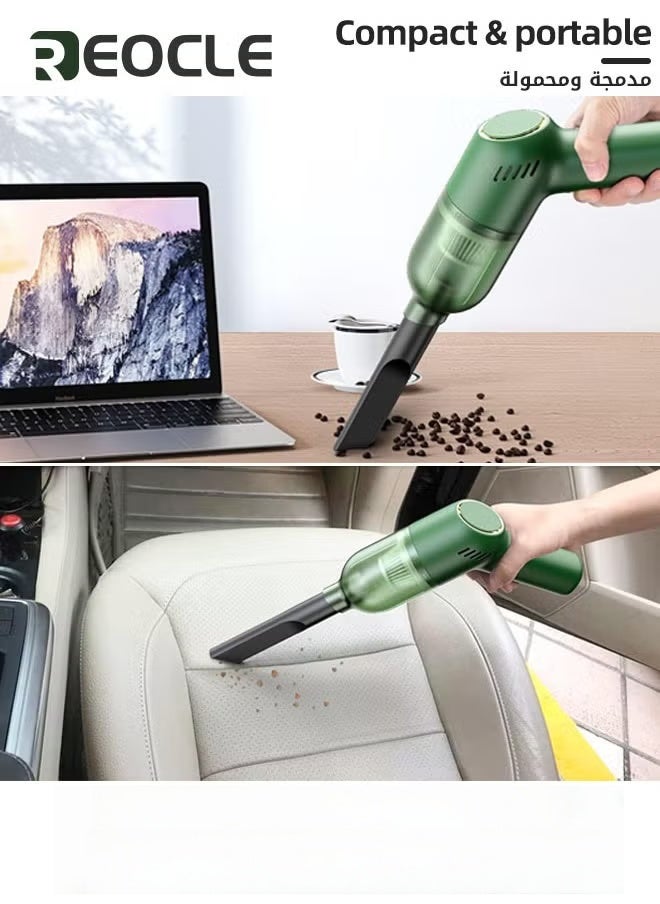 REOCLE Handheld Vacuum Cordless Portable Car Vacuum Cleaner 9000pa Mini Rechargeable Hand Vacuum Cleaner 120W Power Suction with Bag Wet Dry Vacuum for Car Home Office Pet Hair Computer & Carpet - Image 5
