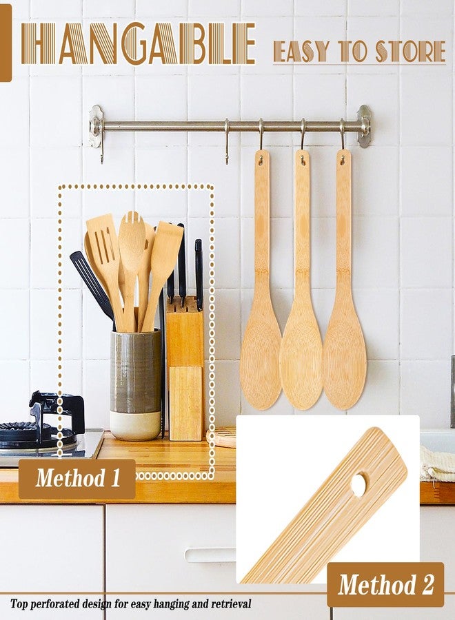 Beiskll Wooden Spoons for Cooking, Bamboo Nonstick 12" Kitchen Utensils, 2-Piece - Image 4