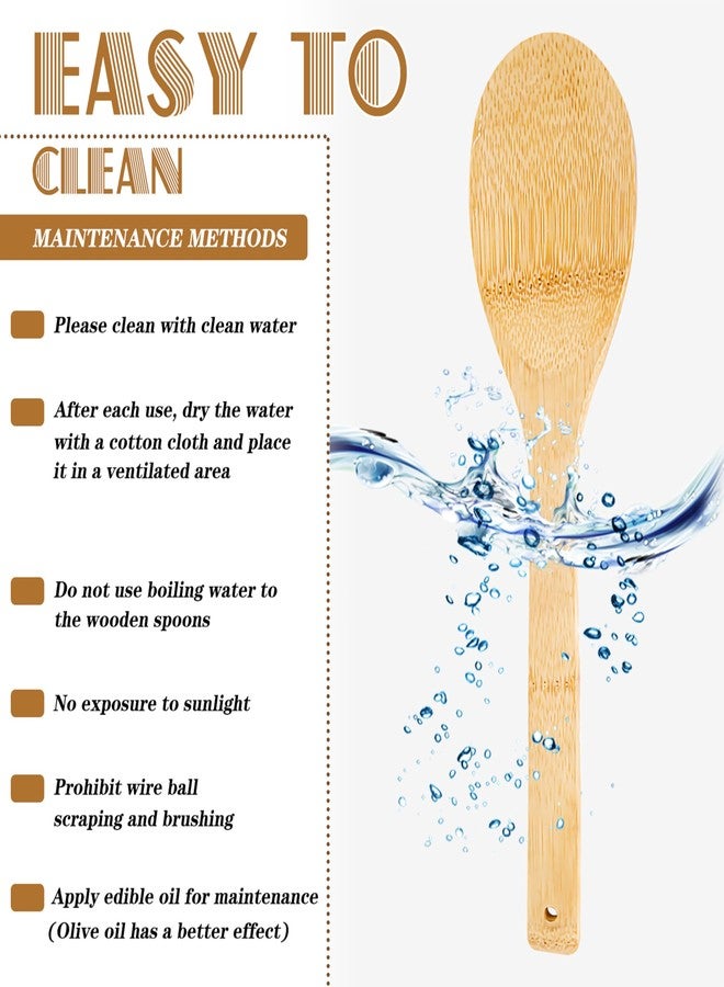 Beiskll Wooden Spoons for Cooking, Bamboo Nonstick 12" Kitchen Utensils, 2-Piece - Image 5