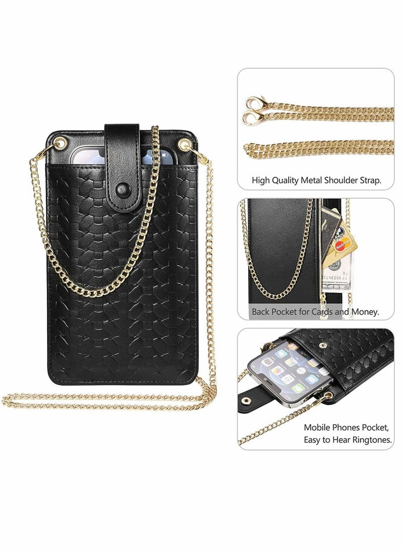 Captaintech Handbags, Cell Phone Purse, Wallet Small Crossbody Bags, Mini Shoulder Bag, with Card Slot, for iPhone 13 Pro, for Max Galaxy S22 Ultra (Black) - Image 4