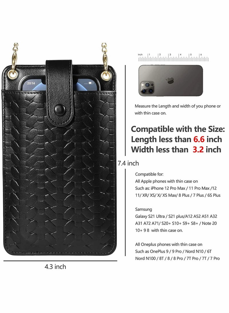 Captaintech Handbags, Cell Phone Purse, Wallet Small Crossbody Bags, Mini Shoulder Bag, with Card Slot, for iPhone 13 Pro, for Max Galaxy S22 Ultra (Black) - Image 5