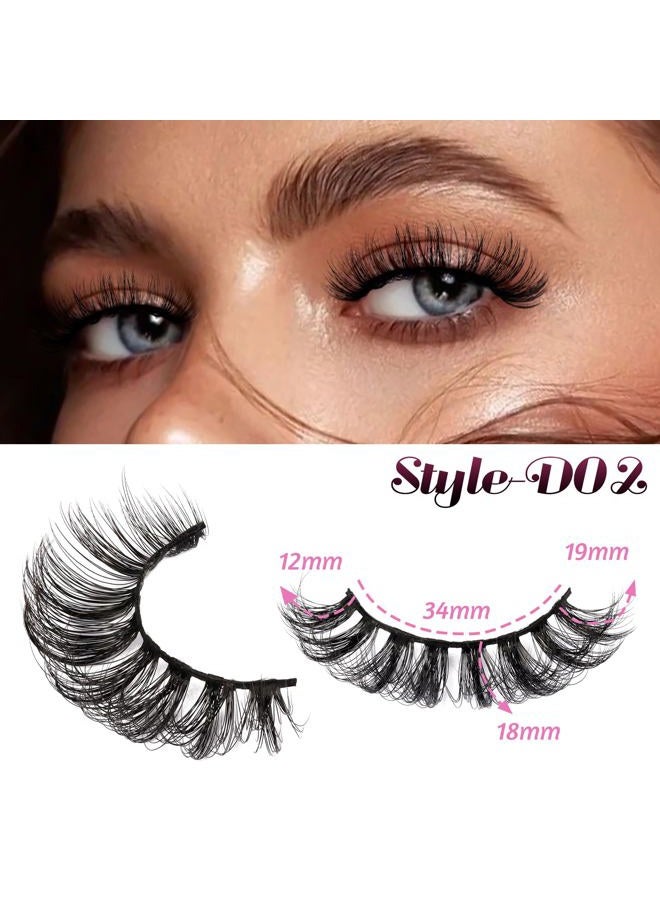 Veleasha Russian Strip Lashes D Curl False Eyelashes Fluffy Wispy Faux Mink Lashes 10 Pairs Pack (D05) - Image 4