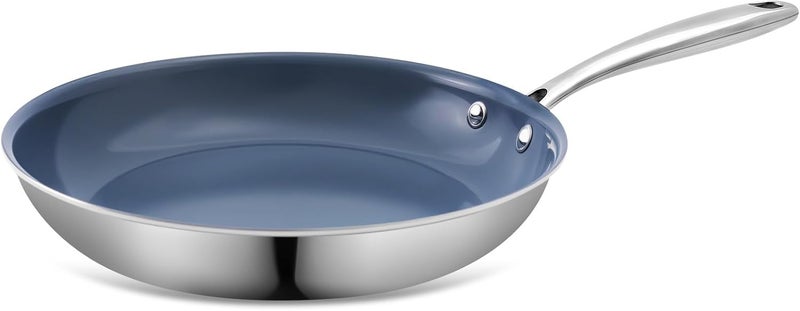 Ephaclad Stainless Steel Nonstick Frying Pan,8 Inch Healthy Non Toxic Ceramic Coating Cookware Works on Induction, Electric Stove and Gas Cooktops,PTFE PFAS PFOA Free Skillet,Dishwasher&Oven Safe - Image 1