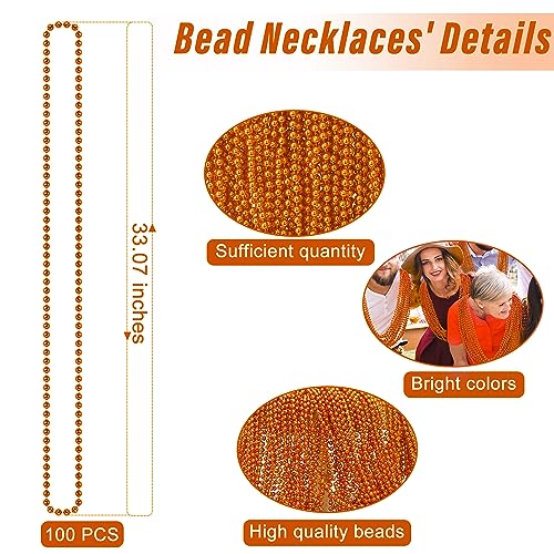 EOBOH 100PCS Mardi Gras Beads Orange Bead Toy Necklaces Party Favors 33 Necklaces Costume Accessories Festival Parade Throw Accessories Mardi Gras Halloween Wedding Celebrations Decor - Image 5