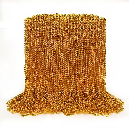 EOBOH 100PCS Mardi Gras Beads Orange Bead Toy Necklaces Party Favors 33 Necklaces Costume Accessories Festival Parade Throw Accessories Mardi Gras Halloween Wedding Celebrations Decor - Image 1