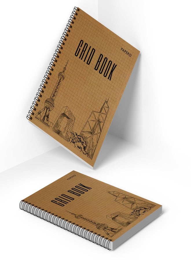 PaperO Professional A5 Square Grid Notebook | 5MM Square Graph Design | 100 GSM A5 Size (21.0 x 14.5 cm) | Ideal for Architects & Designers | Kraft Cover | 100 Pages | Grid Book - Image 2