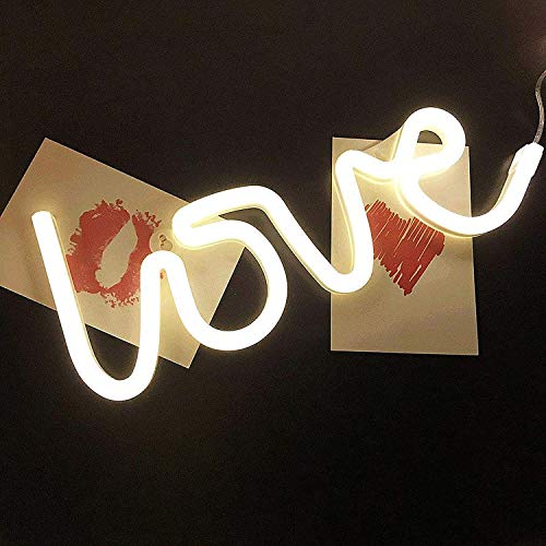 Quace Love Neon Signs Light LED Neon Art Decorative Lights Wall Decor for Bedroom, House, Bar, Pub, Hotel, Beach, Recreational (Warm White) - Image 1