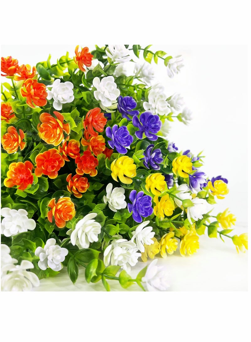 SYOSI Faux Plastic Flower, Boxwood Artificial Flowers Outdoor UV Resistant Fake Flowers Greenery Shrubs Plants for Indoor Outside Planter Home Garden Window Box Porch Summer Decor (8Pcs Color) - Image 2