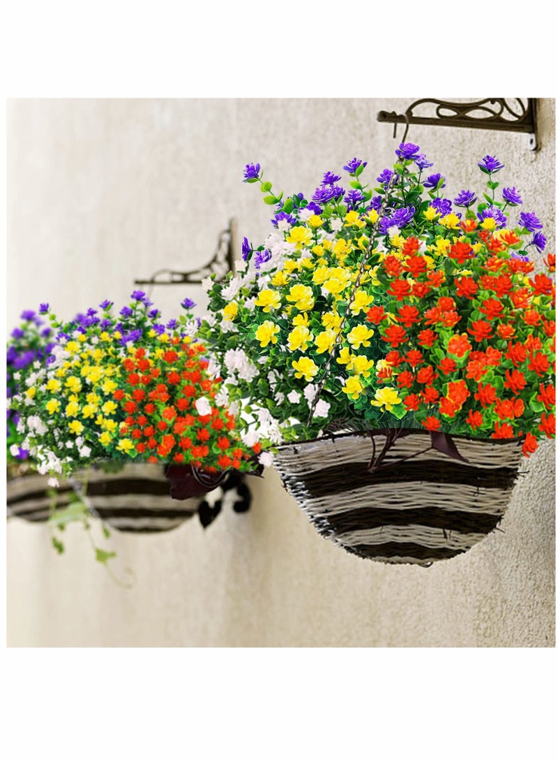 SYOSI Faux Plastic Flower, Boxwood Artificial Flowers Outdoor UV Resistant Fake Flowers Greenery Shrubs Plants for Indoor Outside Planter Home Garden Window Box Porch Summer Decor (8Pcs Color) - Image 5