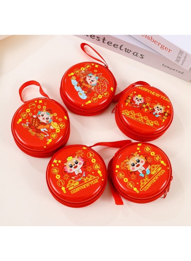 Cartoon Tinplate Coin Purse Mini Portable Round Earphone Bag Children's Small Wallet Round Coin Key Bag-Color:Unicorn Mixed Hair - Image 3