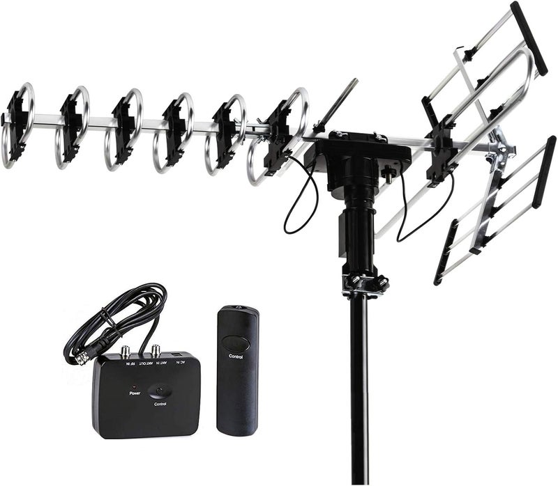 Five Star Outdoor Antenna HD TV 200 Miles Range with Motorized 360° Rotation, UHF/VHF/FM Radio with Infrared Remote Control - Image 1