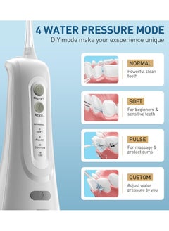 keloray Water Dental Flosser Teeth Pick - 4 Modes Dental Oral Irrigator, Portable & Rechargeable IPX7 Waterproof Personal Orthodontic Supplie Water Teeth Cleaner Picks for Home Travel (White)  - Image 4