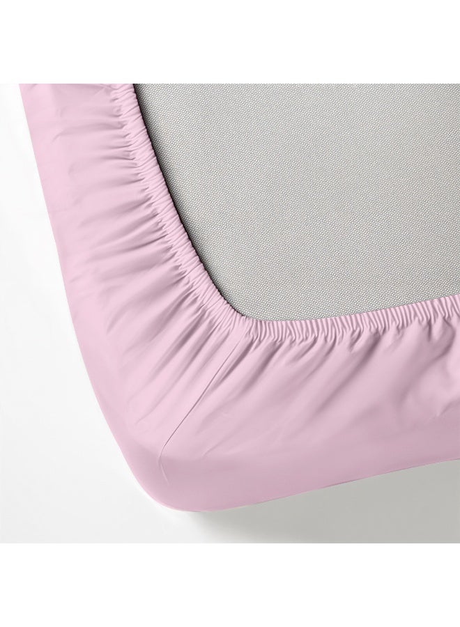 Rest 3-Piece Pink Plush 120x200+25cm Fitted Bedsheet Set Includes 1 Deep Pocket Fitted Bedsheet and 2 Pillow Covers, Breathable and Machine Washable  - Image 3