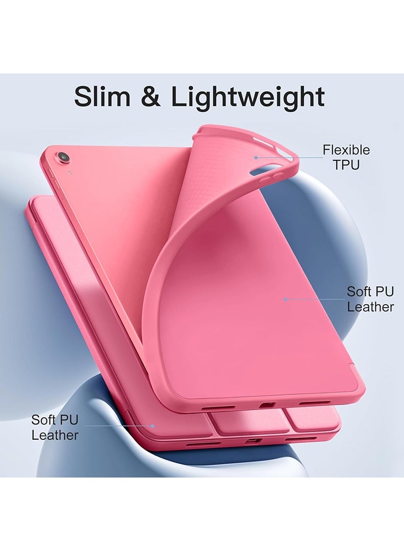 Theodor Slim Smart Case for iPad Air 11 Inch (M4 2026/ M3 2025/ M2 2024) Lightweight Slim Trifold Cover with Pencil Holder, Soft TPU Back, Auto Wake Sleep, Shockproof Protective Tablet Case - Dark Pink - Image 3