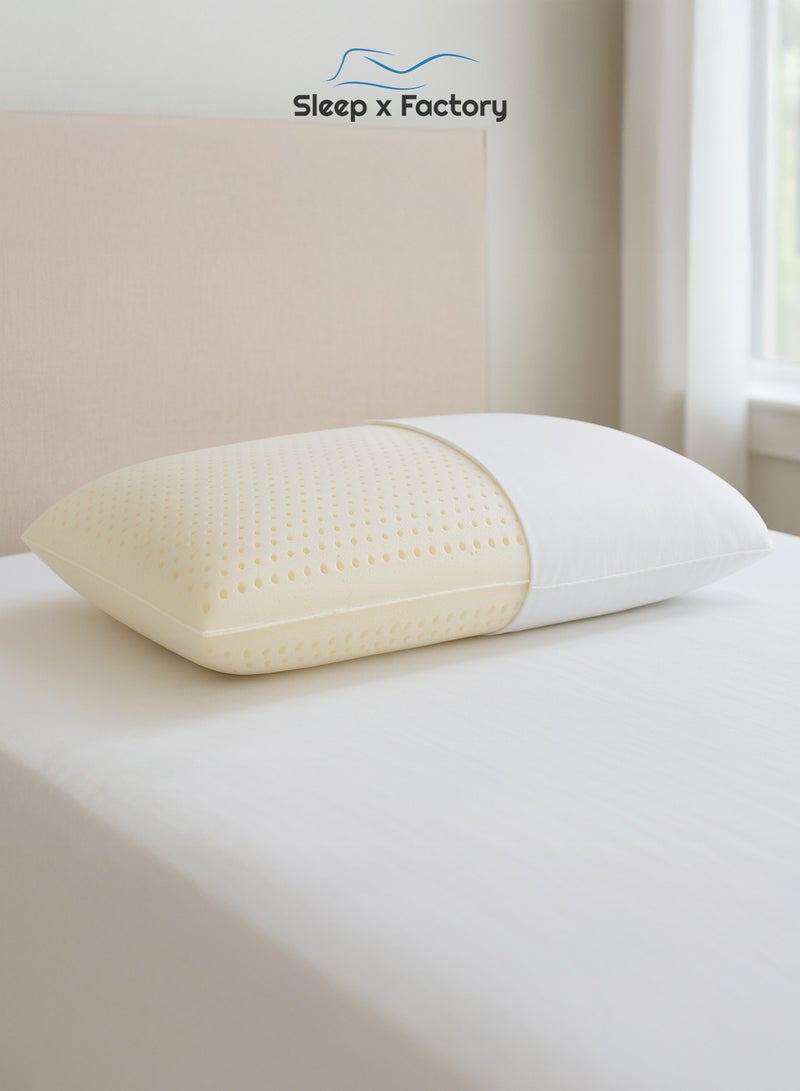 Sleep x Factory Natural Latex Sleeping Pillow – Ergonomic Support – 65×40 cm – Cooling Design - Image 2
